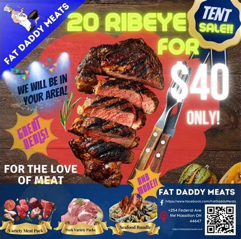 Boaz, AL & Surrounding Areas! Kenston Farms - Fat Daddy Meats Alaba... ma is hosting a Steak, Seafood, Chicken and Pork Extravaganza! Kenston Farms - Fat Daddy Meats Alabama will be there at Boaz Farmers Market, 108 Line Avenue Boaz, AL 35957 Where 🟢 Boaz Farmers Market 108 Line Avenue, Boaz, AL 35957 🟢 Limited Specials: 20 Ribeyes $40!. Fat daddy meats 20 ribeyes for dollar40